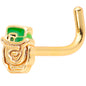 18 Gauge 5/16 Green Gold Tone Lucky Leprechaun L Shaped Nose Ring