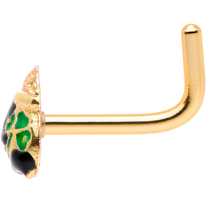 18 Gauge 5/16 Gold Tone St Patricks Day Pot O Gold L Shaped Nose Ring