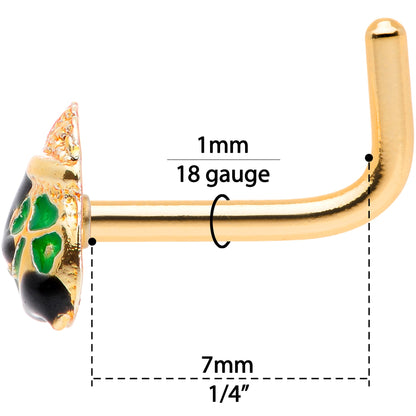 18 Gauge 5/16 Gold Tone St Patricks Day Pot O Gold L Shaped Nose Ring