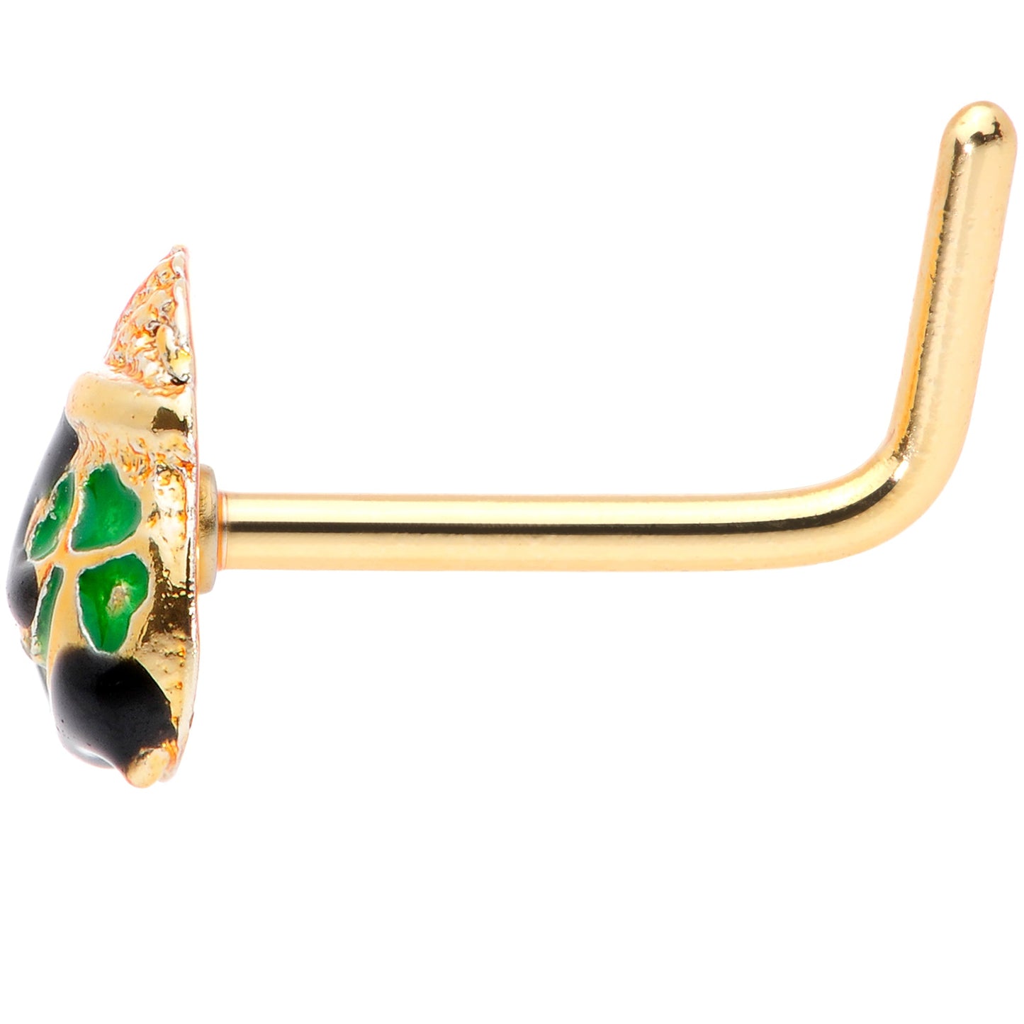 20 Gauge 5/16 Gold Tone St Patricks Day Pot O Gold L Shaped Nose Ring