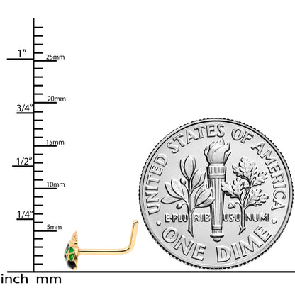 20 Gauge 5/16 Gold Tone St Patricks Day Pot O Gold L Shaped Nose Ring