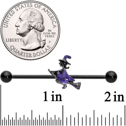 14 Gauge Blue Black Spooky Halloween Witch Industrial Barbell 38mm