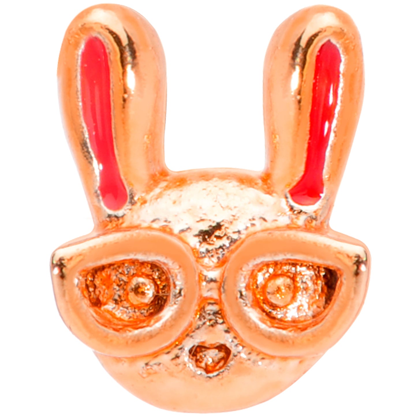 22 Gauge 5/16 Pink Rose Gold Tone Nerdy Easter Bunny L Shaped Nose Ring