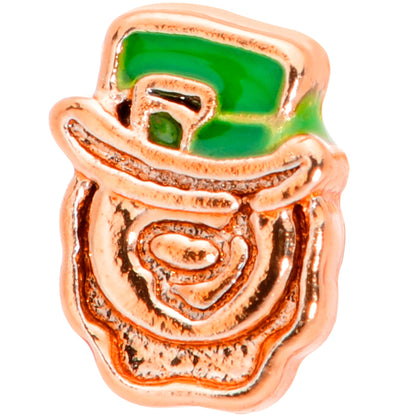 18 Gauge 5/16 Green Rose Gold Tone Lucky Leprechaun L Shaped Nose Ring