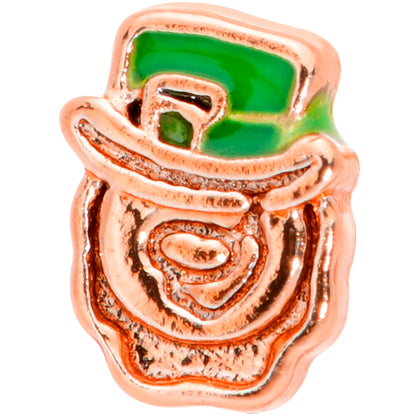 22 Gauge 5/16 Green Rose Gold Tone Lucky Leprechaun L Shaped Nose Ring