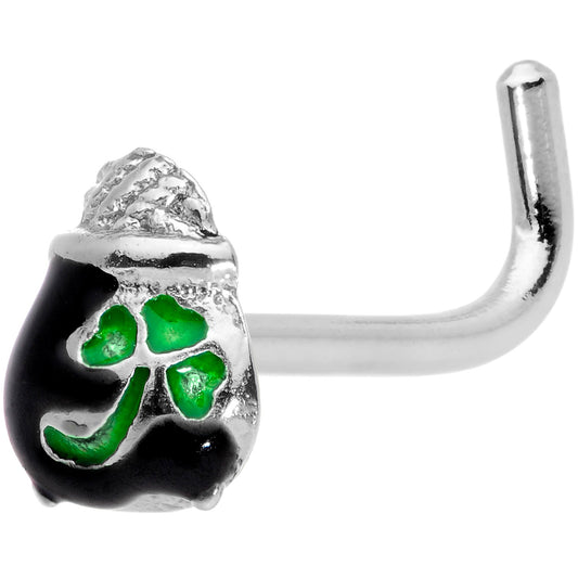 18 Gauge 5/16 St Patricks Day Pot O Gold L Shaped Nose Ring