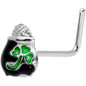 22 Gauge 5/16 St Patricks Day Pot O Gold L Shaped Nose Ring