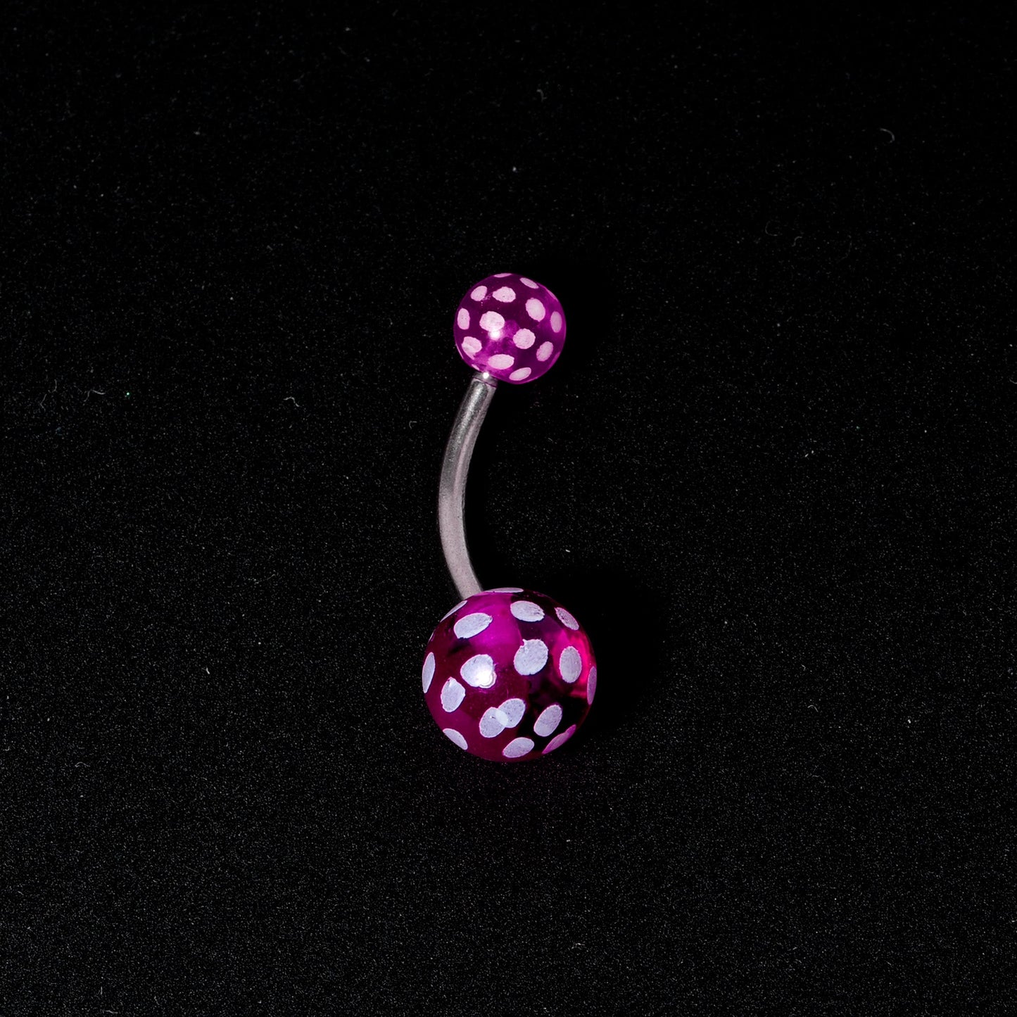 Purple White Polka Dot UV Reactive Acrylic Ball Belly Ring