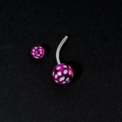 Purple White Polka Dot UV Reactive Acrylic Ball Belly Ring