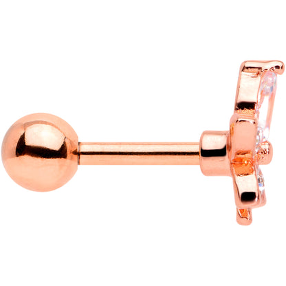 16 Gauge 1/4 Clear Gem Rose Gold Tone Lovely Flower Cartilage Tragus