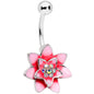 Aurora Gem Pink Red Rose Flower Belly Ring