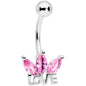 Pink Gem Crown of Love Belly Ring