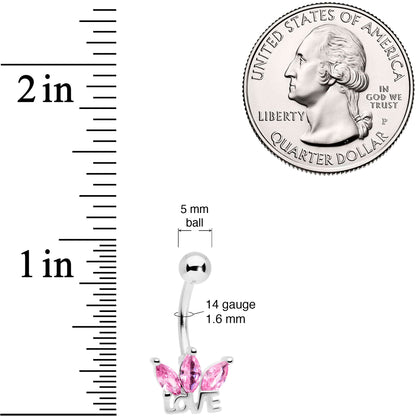 Pink Gem Crown of Love Belly Ring