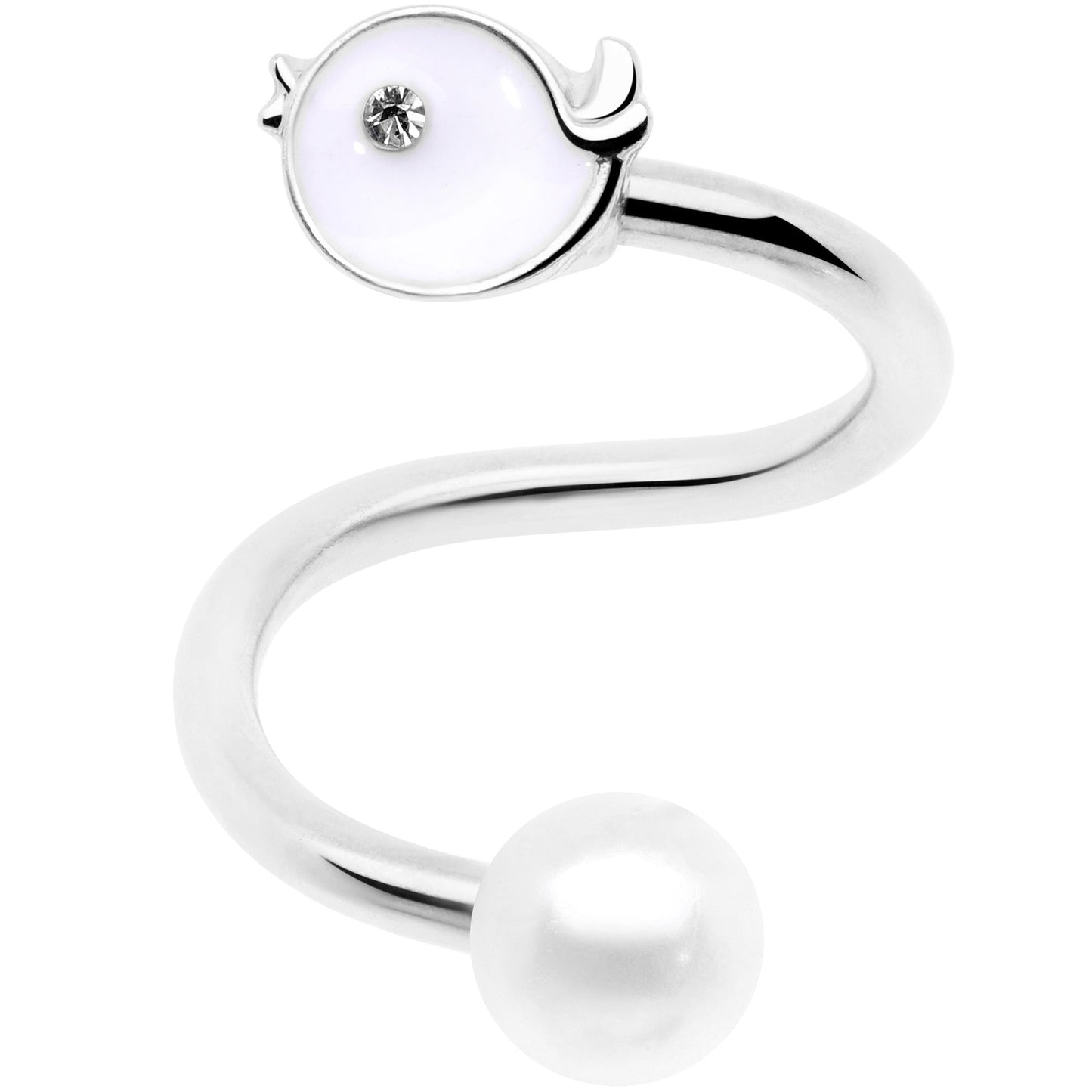 14 Gauge 1/2 Clear Gem Bird Spiral Twister Belly Ring