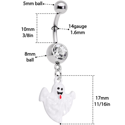 Clear Gem Black White Ghost Halloween Dangle Belly Ring Set of 2