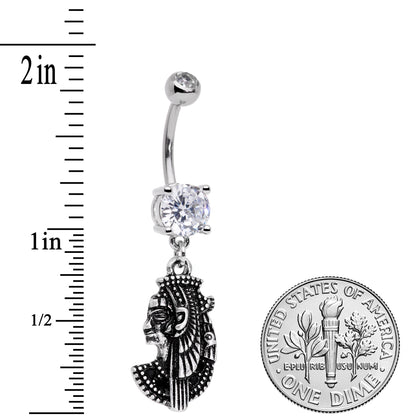Black CZ Gem Anubis Egyptian Dangle Belly Ring