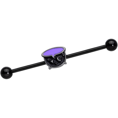 14 Gauge Black Purple Cauldron Halloween Industrial Barbell 38mm