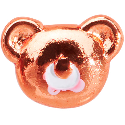 22 Gauge 5/16 Rose Gold Tone Tiny Teddy Bear L Shaped Nose Ring