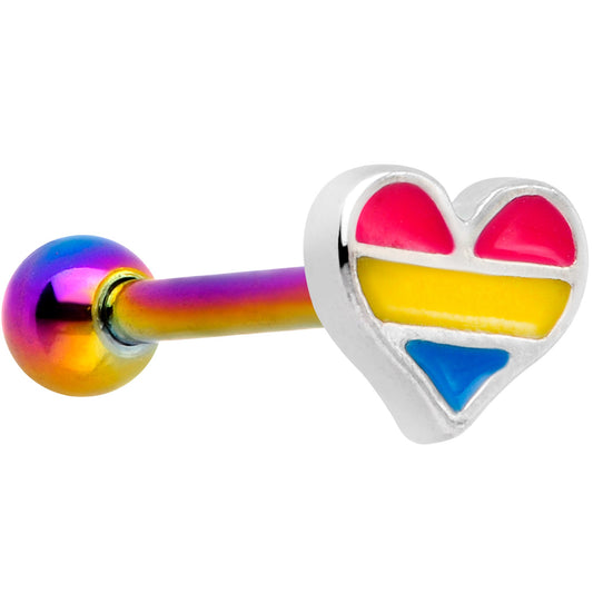 16 Gauge 5/16 Pink Blue Rainbow Pansexual Pride Heart Cartilage Tragus