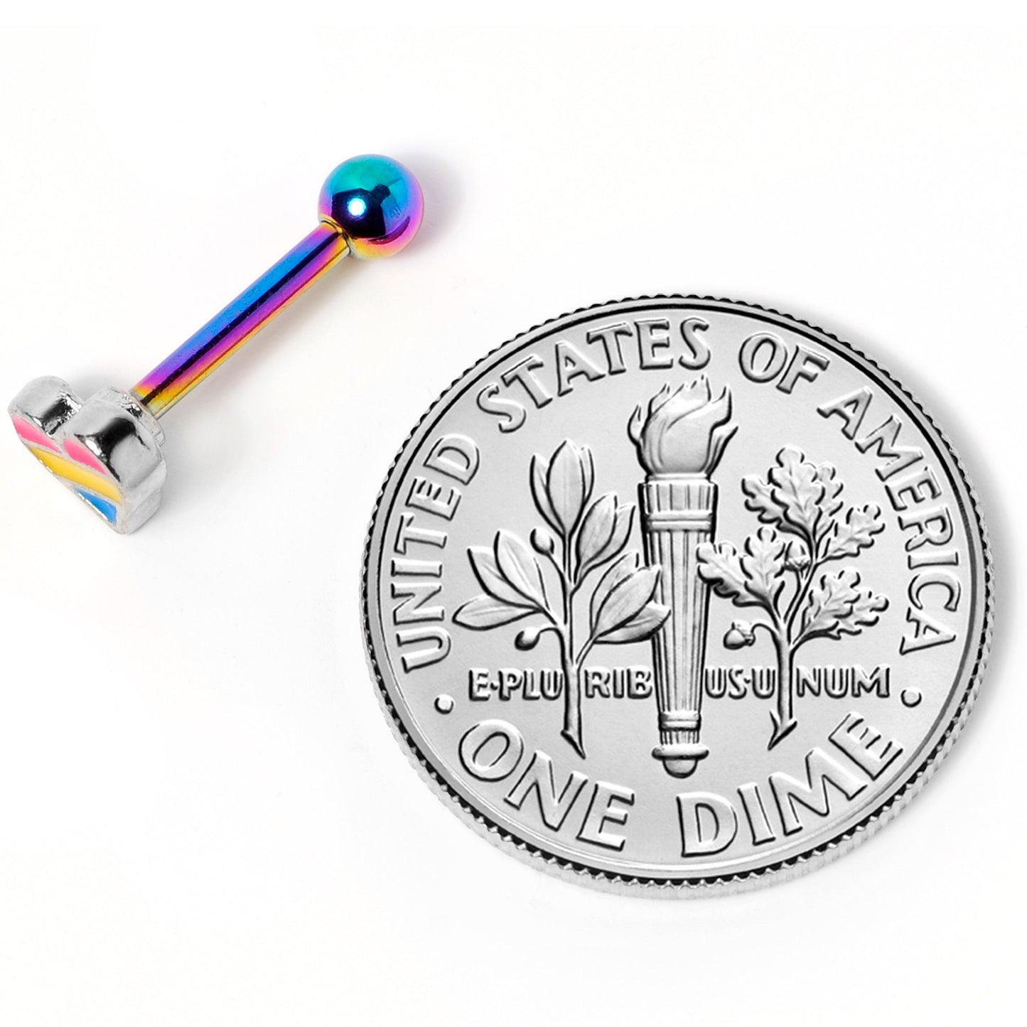 16 Gauge 5/16 Pink Blue Rainbow Pansexual Pride Heart Cartilage Tragus
