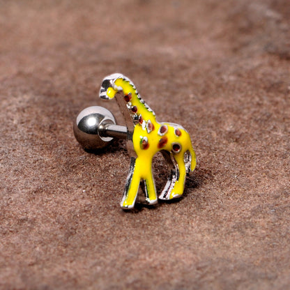 16 Gauge 1/4 Brown Yellow Giraffe Cartilage Tragus Earring