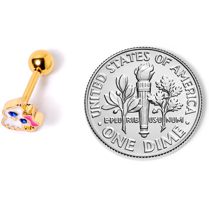 16 Gauge 1/4 Blue Gem Gold Tone Sweet Kitty Cat Cartilage Tragus