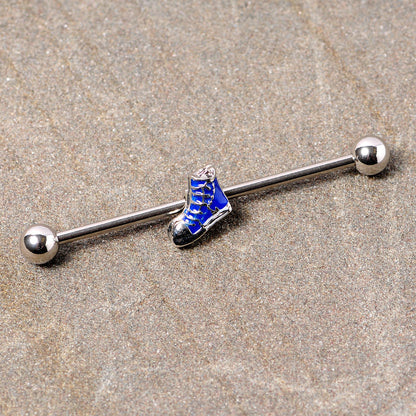 14 Gauge Blue High Top Sneaker Industrial Barbell 38mm