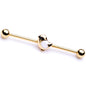 14 Gauge Black Gem Gold Tone Baby Bird Industrial Barbell 38mm