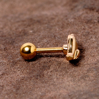 16 Gauge 1/4 Clear Gem Gold Tone Little Bird Cartilage Tragus Earring