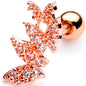 16 Gauge 1/4 Clear CZ Gem Rose Gold Tone Butterfly Trio Cartilage Tragus