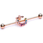 14 Gauge Multicolor Gem Rose Gold Tone Bee Industrial Barbell 38mm