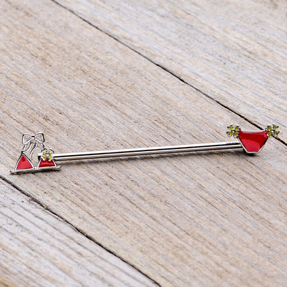 14 Gauge Red Itty Bitty Bikini Industrial Barbell 38mm