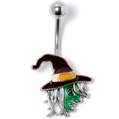 Ghastly Green Woods Witch Halloween Belly Ring