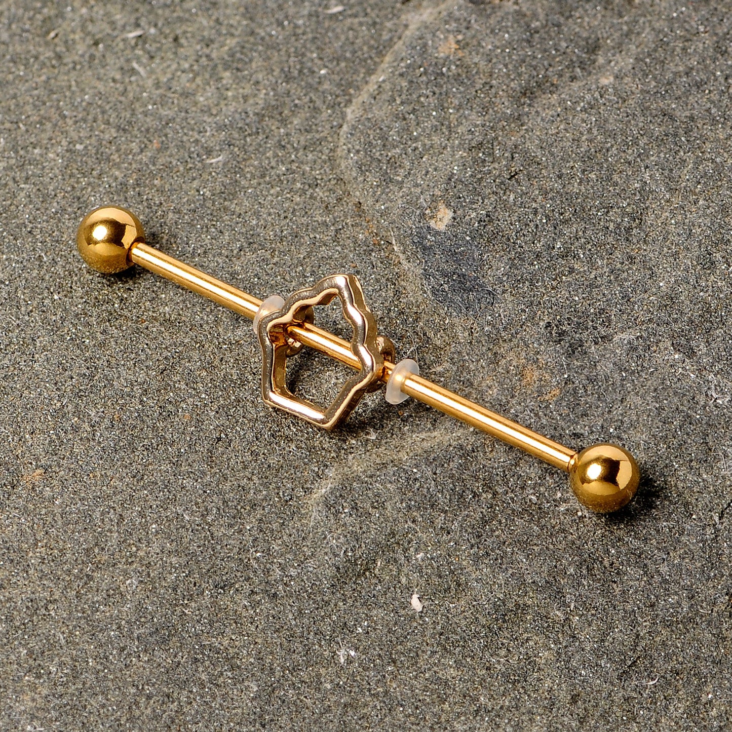 14 Gauge Gold Tone Hollow Cupcake Industrial Barbell 38mm