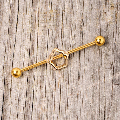 14 Gauge Gold Tone Hollow Cupcake Industrial Barbell 38mm