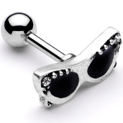 16 Gauge 1/4 Clear Gem 50s Retro Sunglasses Cartilage Tragus Earring