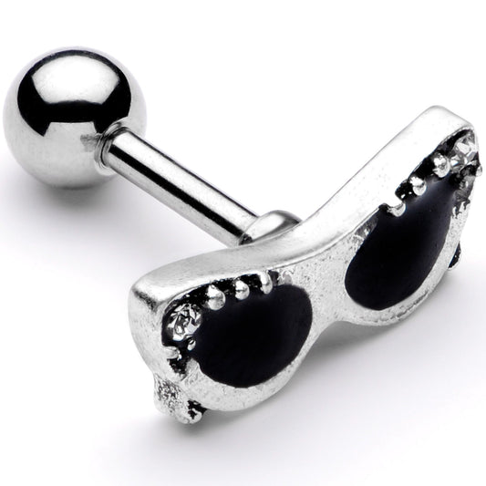 16 Gauge 1/4 Clear Gem 50s Retro Sunglasses Cartilage Tragus Earring