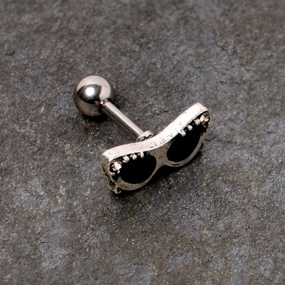 16 Gauge 1/4 Clear Gem 50s Retro Sunglasses Cartilage Tragus Earring