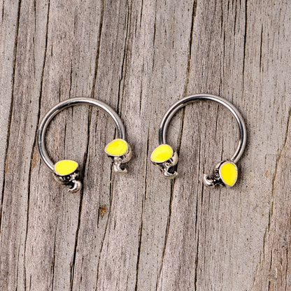 14 Gauge 1/2 Yellow End Elephant Horseshoe Nipple Ring Set