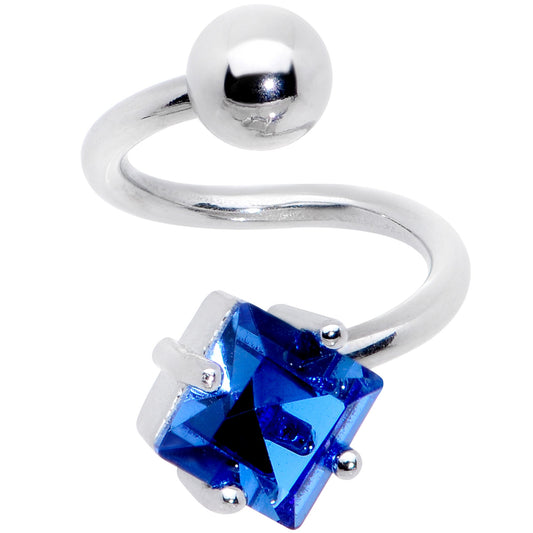 14 Gauge 3/8 Blue Gem Refined Rhombus Spiral Twister Belly Ring