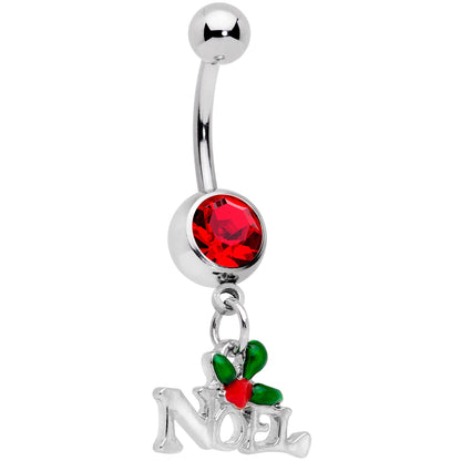 Red Gem Noel Winter Holiday Christmas Dangle Belly Ring