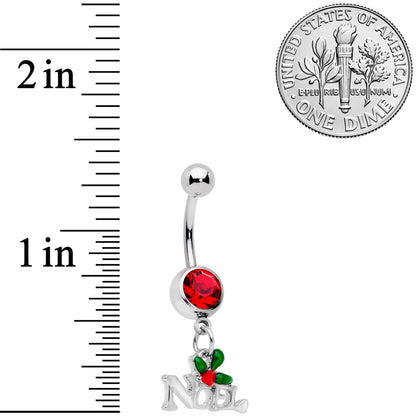 Red Gem Noel Winter Holiday Christmas Dangle Belly Ring