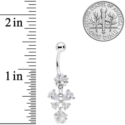 Clear Gem Star Bow Dangle Belly Ring