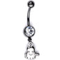 Clear Gem Black Happy Ghost Halloween Dangle Belly Ring