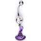 Clear Black Gem Purple Witch Hat Halloween Dangle Belly Ring