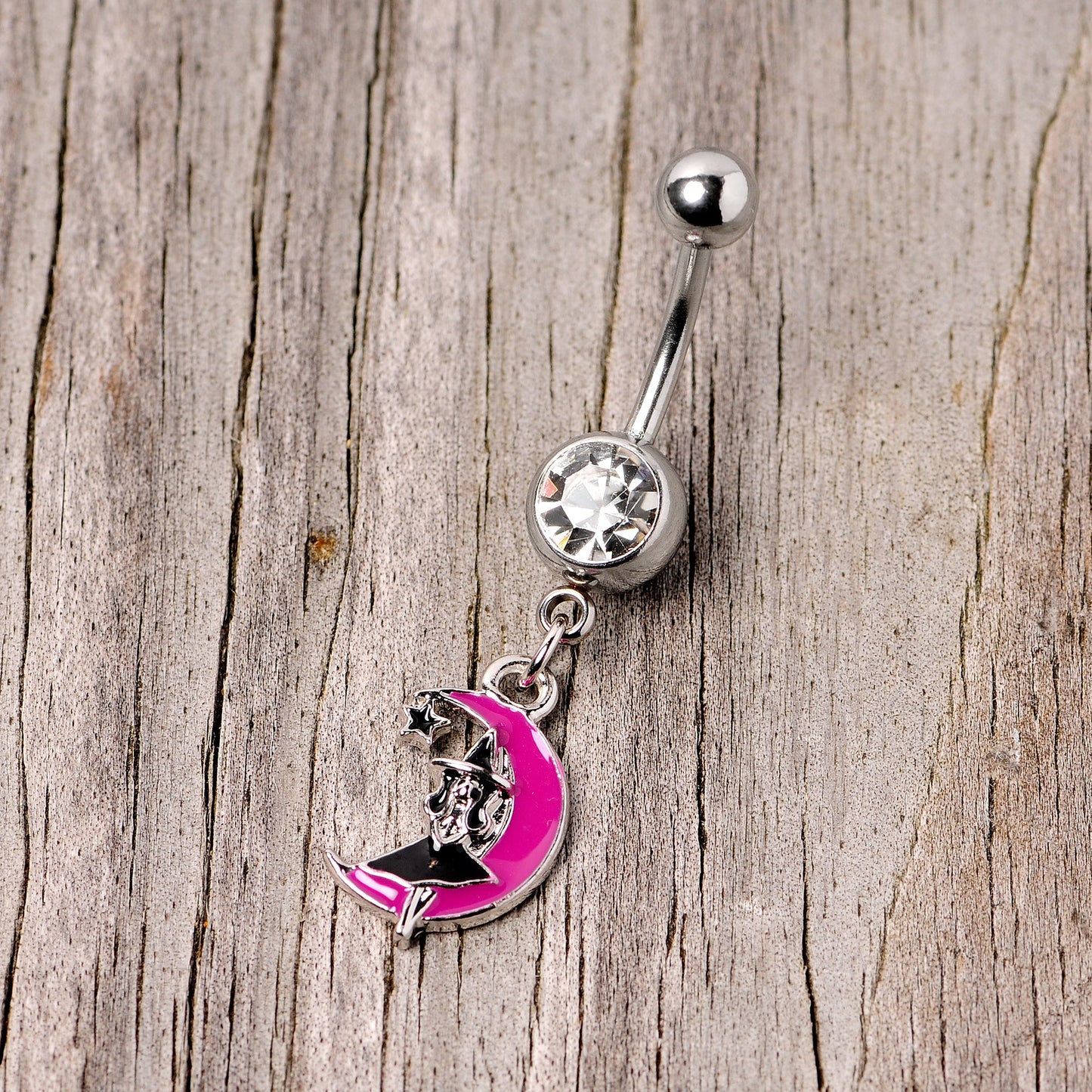 Pink Moon Witch Halloween Dangle Belly Ring