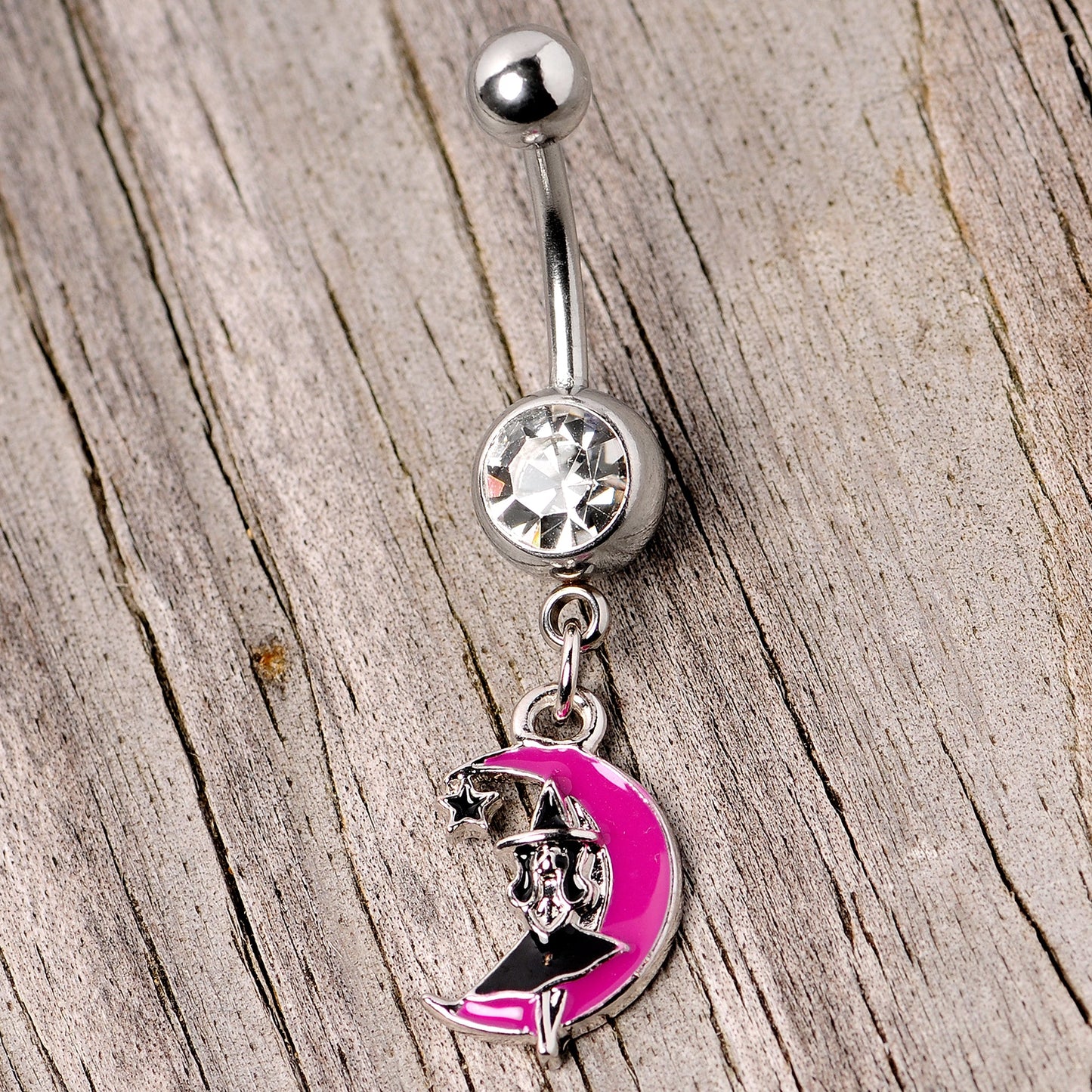 Pink Moon Witch Halloween Dangle Belly Ring