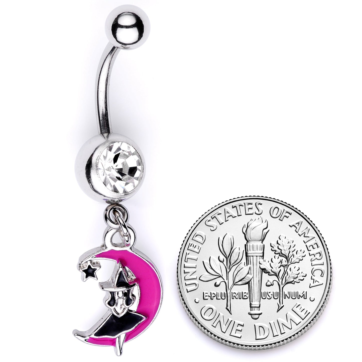 Pink Moon Witch Halloween Dangle Belly Ring