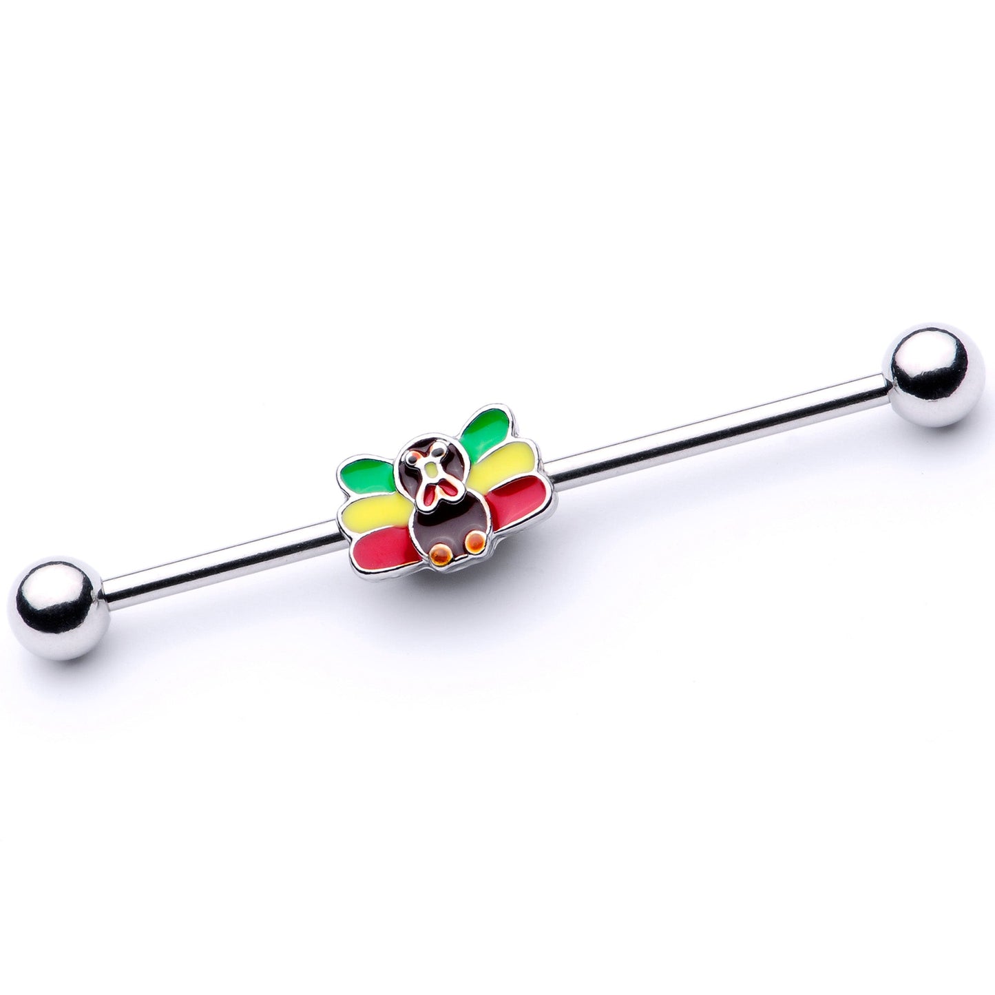 14 Gauge Rasta Turkey Thanksgiving Industrial Barbell 38mm