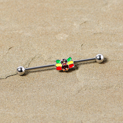 14 Gauge Rasta Turkey Thanksgiving Industrial Barbell 38mm